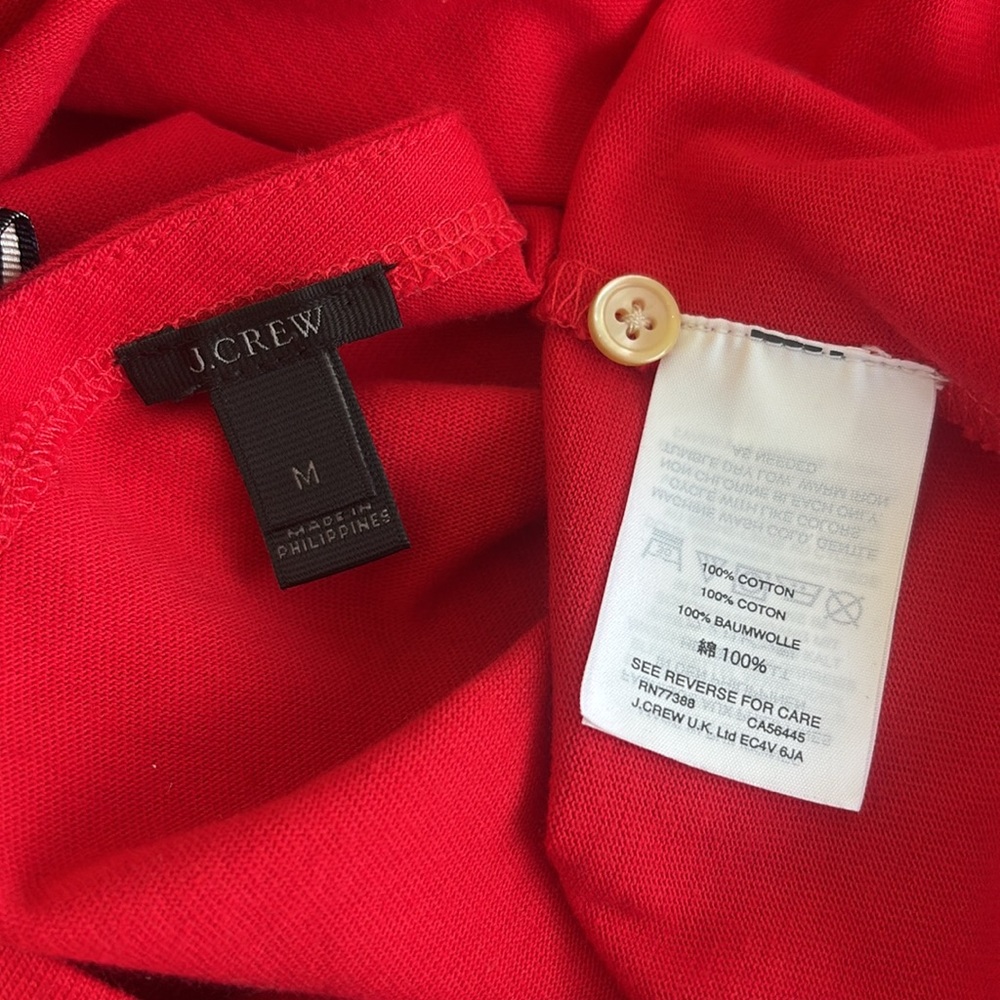 Red J.Crew blouse with a tie-back and poet sleeves - Picture 6 of 6